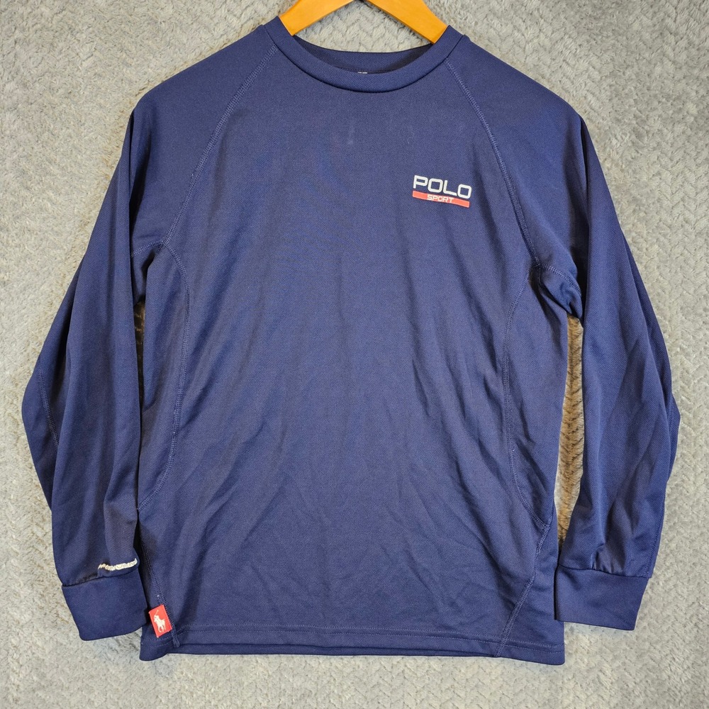 Polo Sport Ralph Lauren Mens Navy Blue Performance Long Sleeve Shirt Large